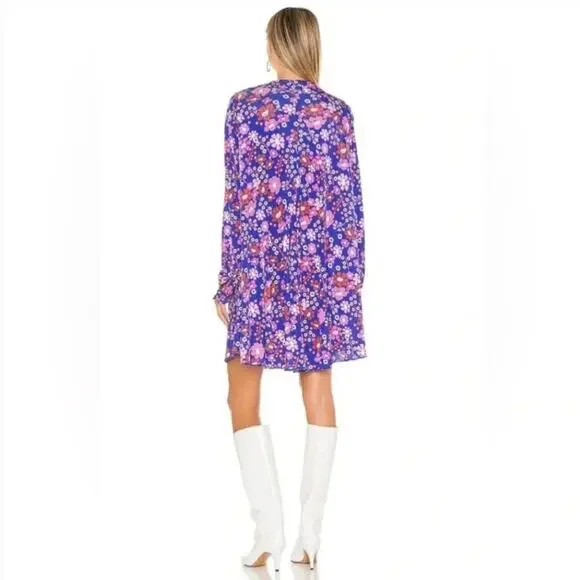 NEW $148 Free People Blue Floral Long Sleeve Boho Mini Dress - Picture 2 of 9